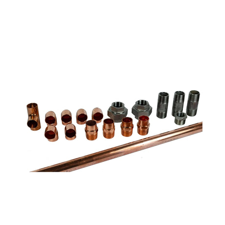 Fitting kits for water and glycol hydronic radiant floor system