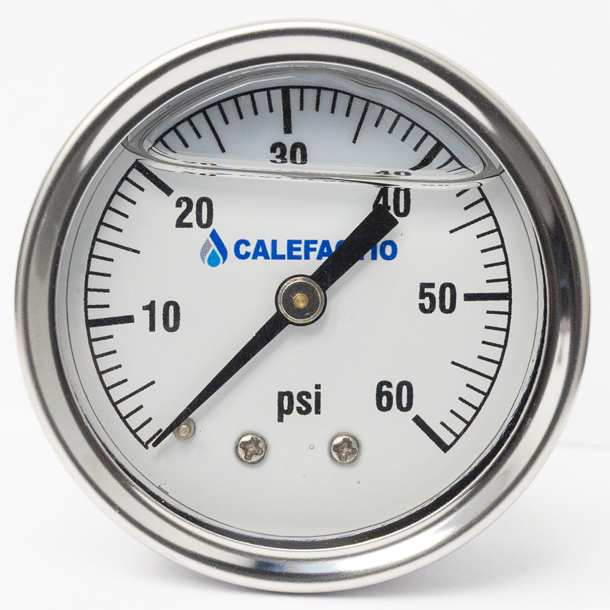 Calefactio Replacement 60 PSI gage for Glycol Make-Up System Feeder - front