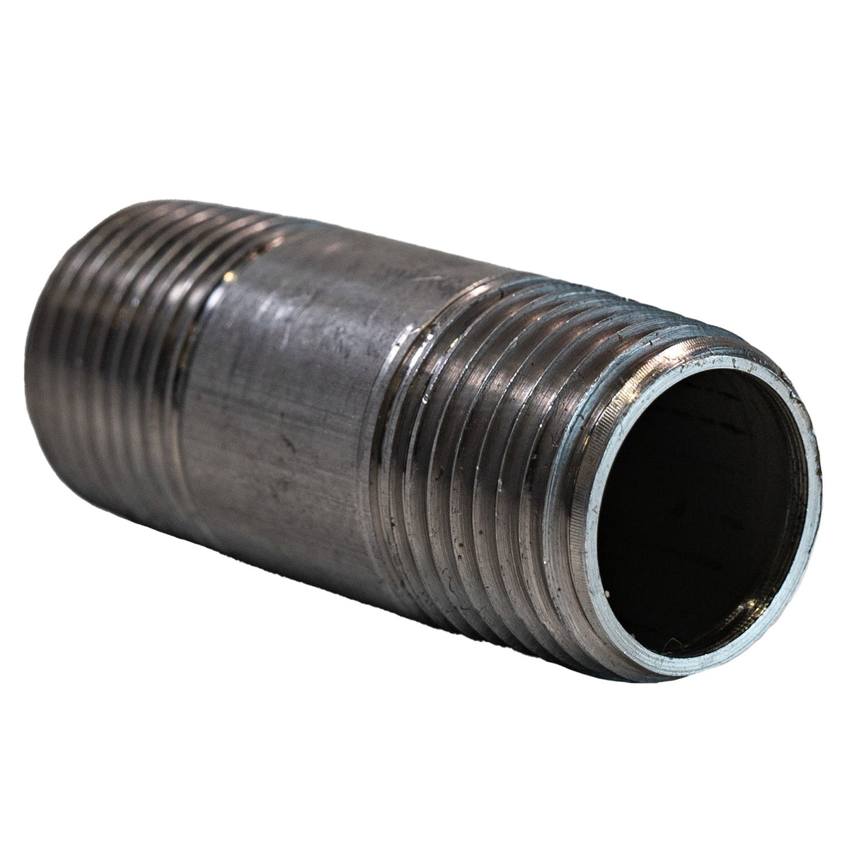 1/2" NPT nipple - 2" long 304 Stainless Steel pipe fitting side view