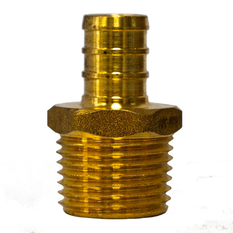 1/2" PEX x 1/2" MNPT Male Brass Pipe Fitting Adapter - Stand up view