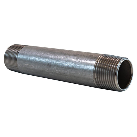 1" NPT nipple - 6" long 304 Stainless Steel pipe fitting - side view