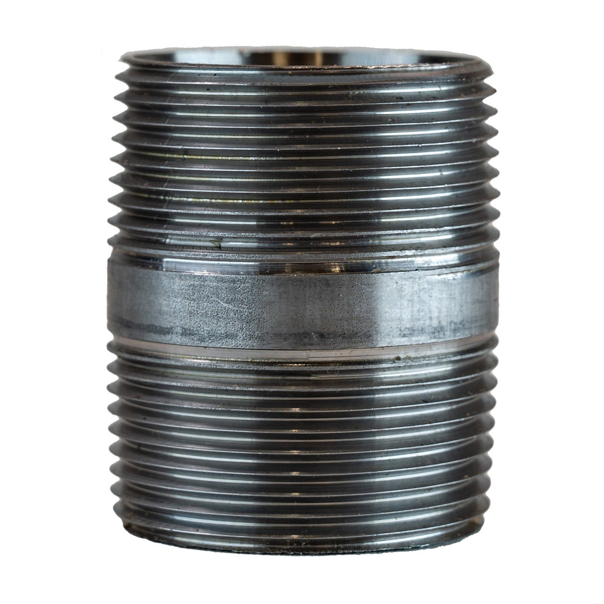 1-1/4" NPT nipple - 2" long 304 Stainless Steel pipe fitting outside thread view