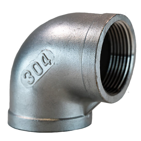 1-1/4" inch FNPT 90° degree Stainless Steel Elbow Fitting - front side