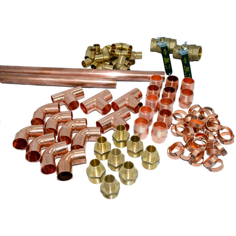 Fitting kits for water and glycol hydronic radiant floor system
