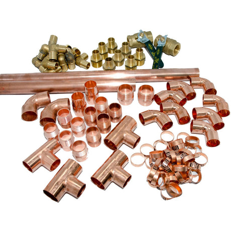 Fitting kits for water and glycol hydronic radiant floor system