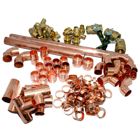 Fitting kits for water and glycol hydronic radiant floor system