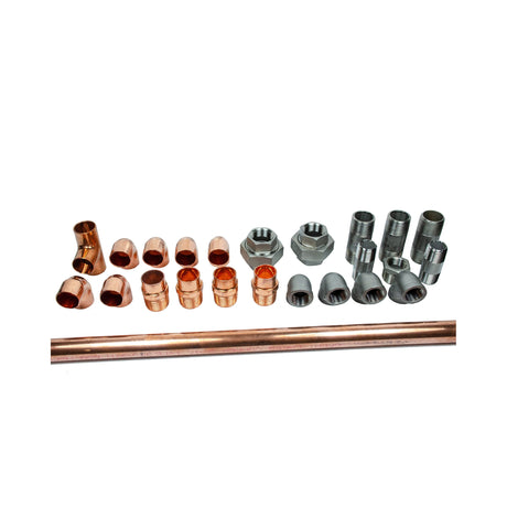 Fitting kits for water and glycol hydronic radiant floor system