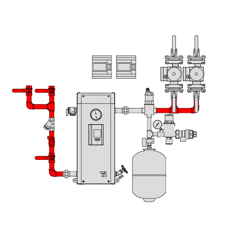 3/4" 2 pumps oil-fuel to electric boiler replacement fittings kit
