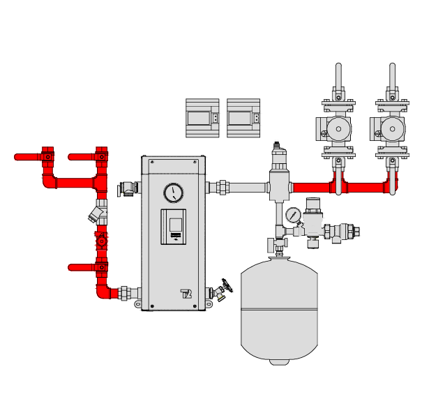 1" 2 pumps oil-fuel to electric boiler replacement fitting kit