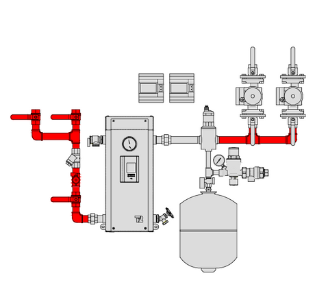 1" 2 pumps oil-fuel to electric boiler replacement fitting kit