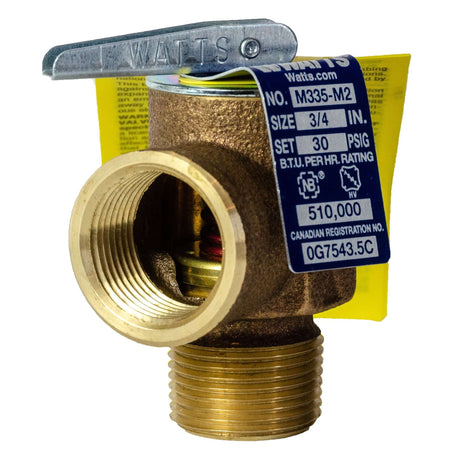 ZMC200-SV30PSI1 - 30 psi (3/4'' M X 3/4'' F 535 MBH 30psi) safety valve for Thermo 2000 water and glycol radiant floor electric boiler