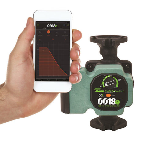 Taco 0018e 2F4 hydronic radiant floor bluetooth variable speed pump circulator - phone mobile application