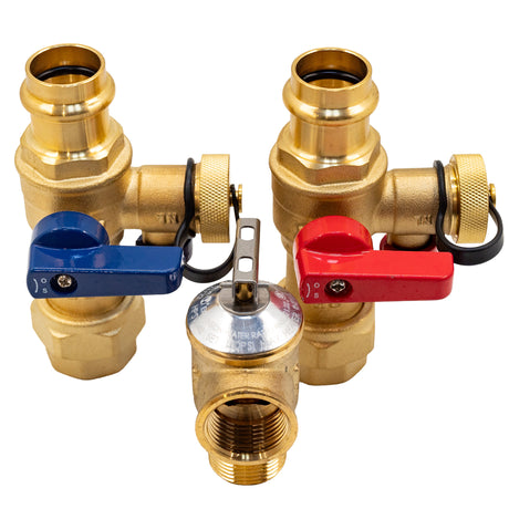 Calefactio TK075P 3/4" Press Tankless water heater 150 psi valves kit - top