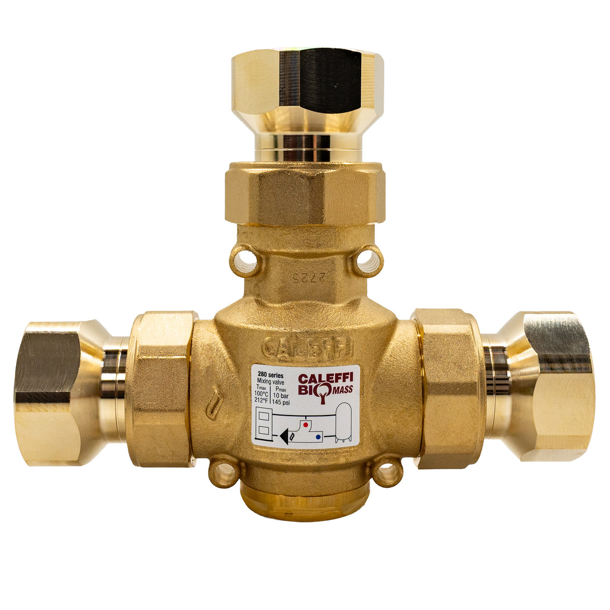 Caleffi 280175a 1 inch NPT Thermoprotec boiler protection thermostatic mixing valve - front