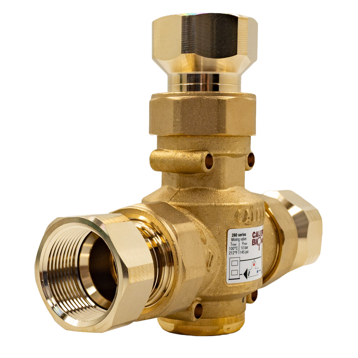 Caleffi 280166a 1 inch NPT Thermoprotec boiler protection thermostatic mixing valve - front left