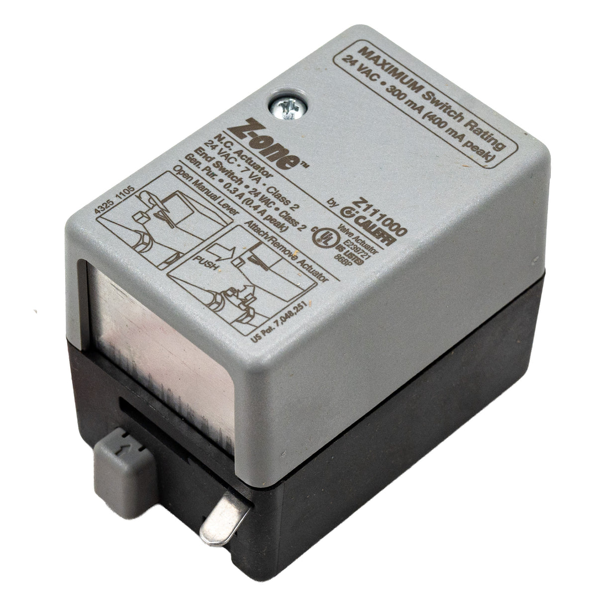 Caleffi Z111000 24V 2-way motorized z-one zone valve actuator, normally closed - right side