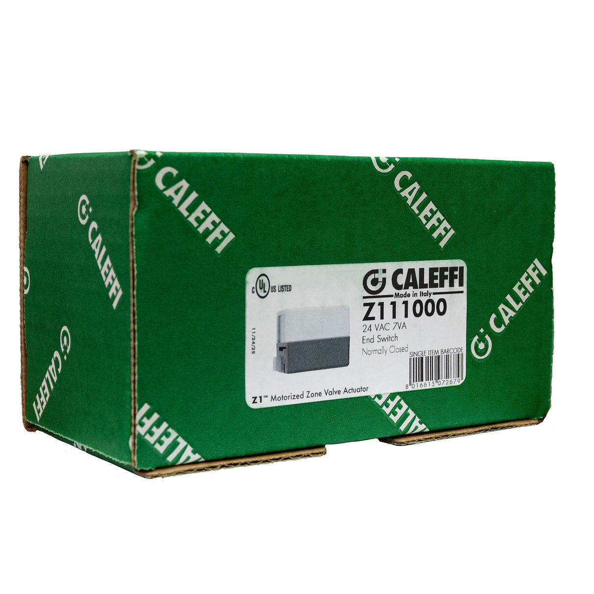 Caleffi Z111000 24V 2-way motorized z-one zone valve actuator, normally closed -box