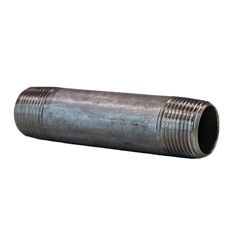 3/4" NPT nipple - 4" long 304 Stainless Steel pipe fitting outside thread side view
