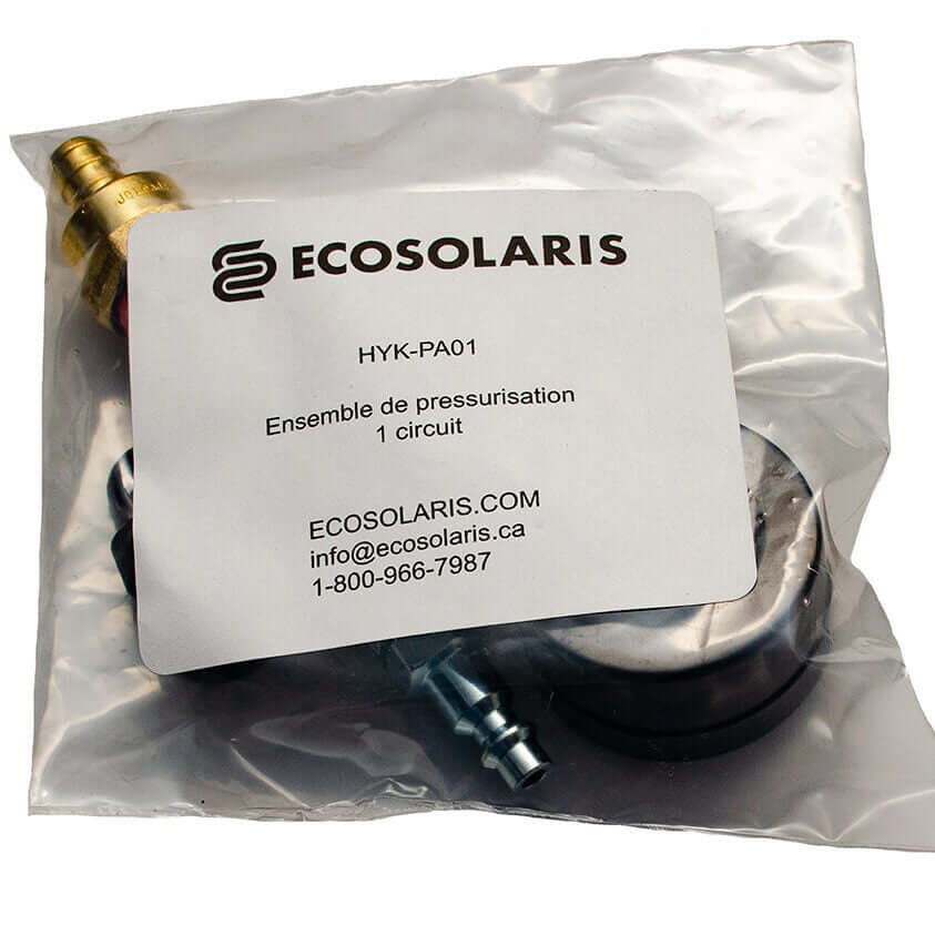 Fittings kit to pressurize the 1/2″ PEX tubes before pouring the concrete in a in-floor radiant floor heating system - 1 loop bag