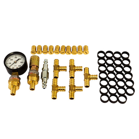 Nordik Radiant Floor heating PEX 5 loops pressurizing kit components