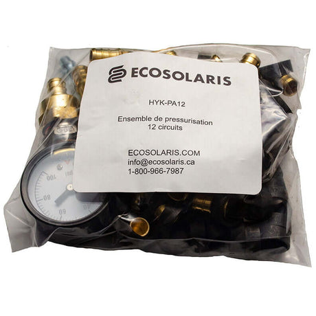 Fittings kit to pressurize the 1/2″ PEX tubes before pouring the concrete in a in-floor radiant floor heating system - 12 loops