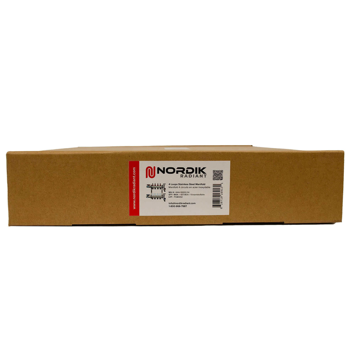 Nordik Radiant in-floor water and glycol hydronic radiant floor manifold - 4 loops box