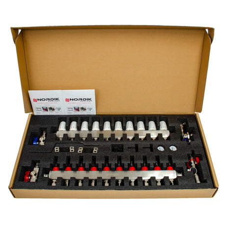 Nordik Radiant in-floor water and glycol hydronic radiant floor manifold - 10 loops inside the box