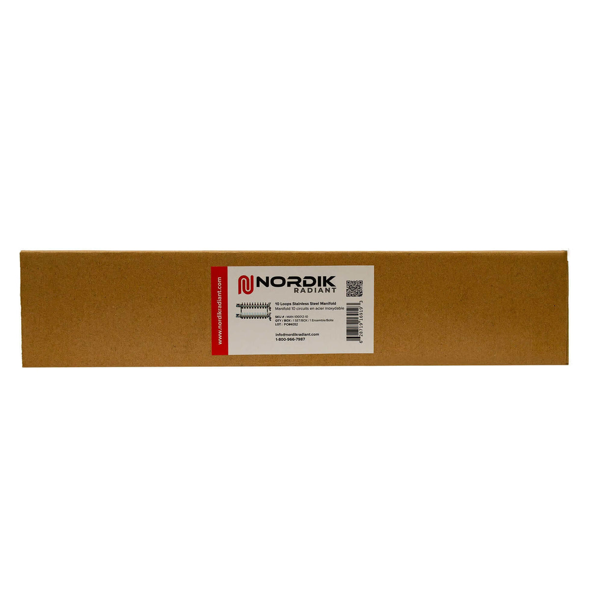 Nordik Radiant in-floor water and glycol hydronic radiant floor manifold - 10 loops box