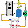 4 loops hydronic radiant floor heating system with Thermo 2000 electric boiler schema