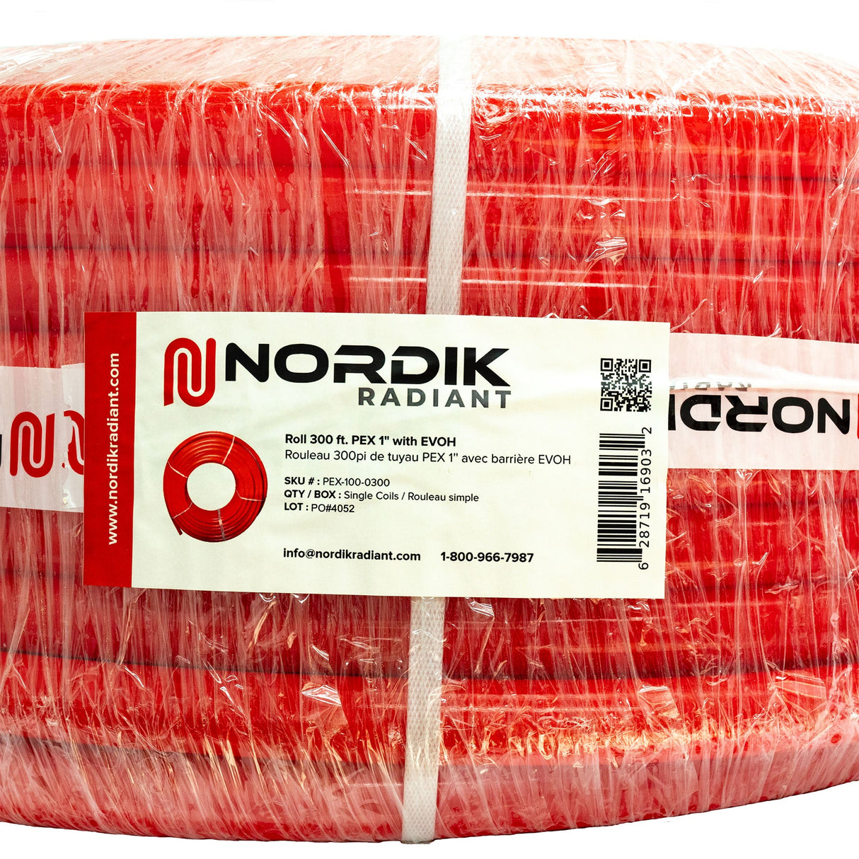 1" EVOH 300ft Hydronic Glycol Radiant Floor RED PEX - label view