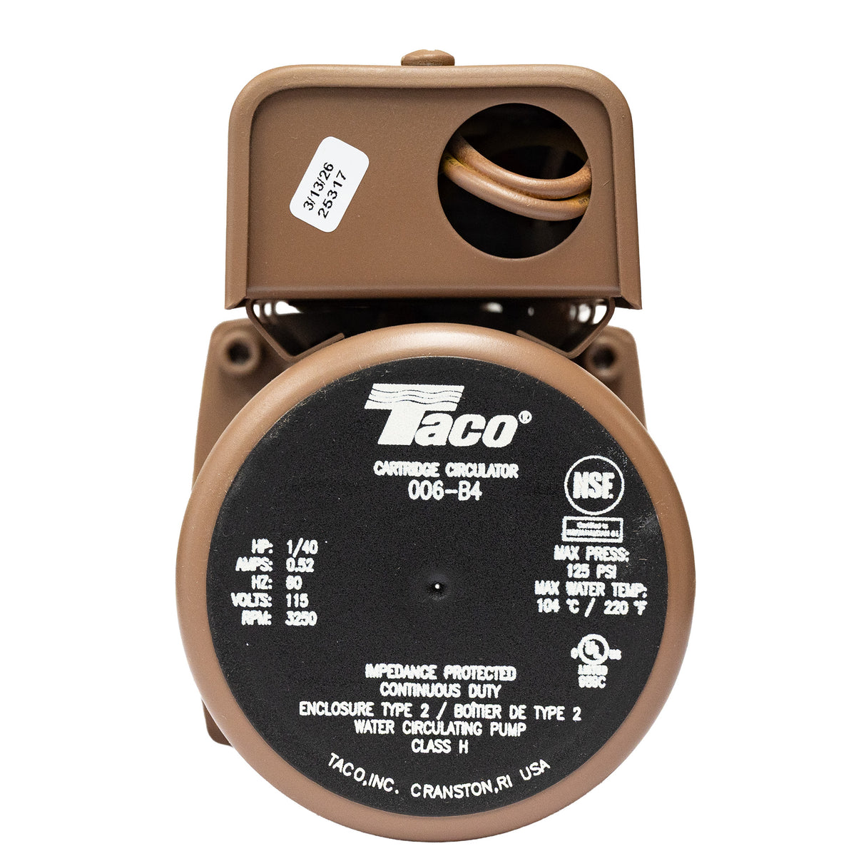 Taco 006-B4 Bronze Circulation Pump - front