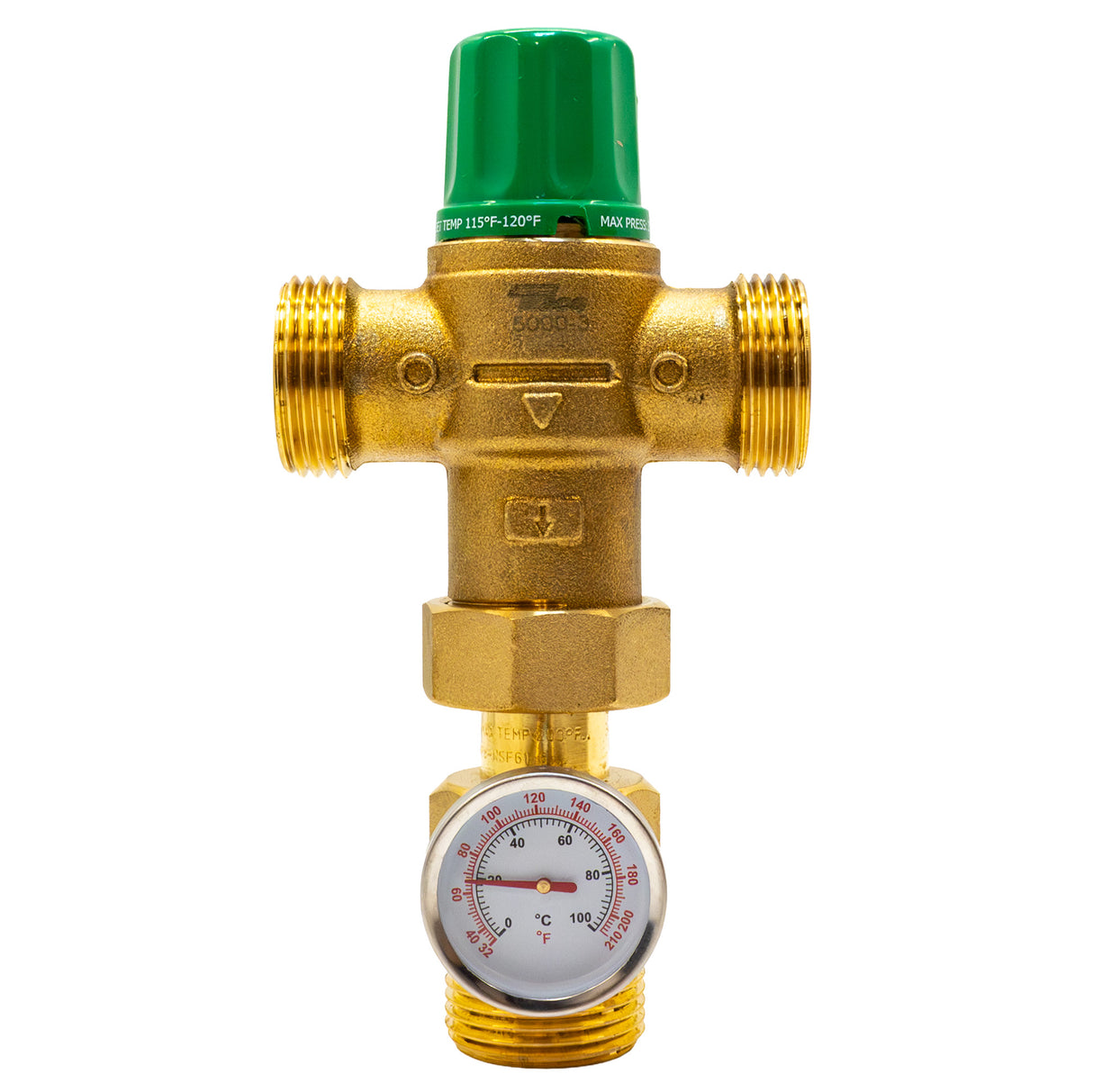 Taco 5120g-1 Temperature Gauge for 5000 Series Mixing Valve mounted on the mixing valve