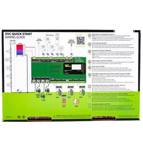 Taco ZVC zone valve control box - back with wiring diagram