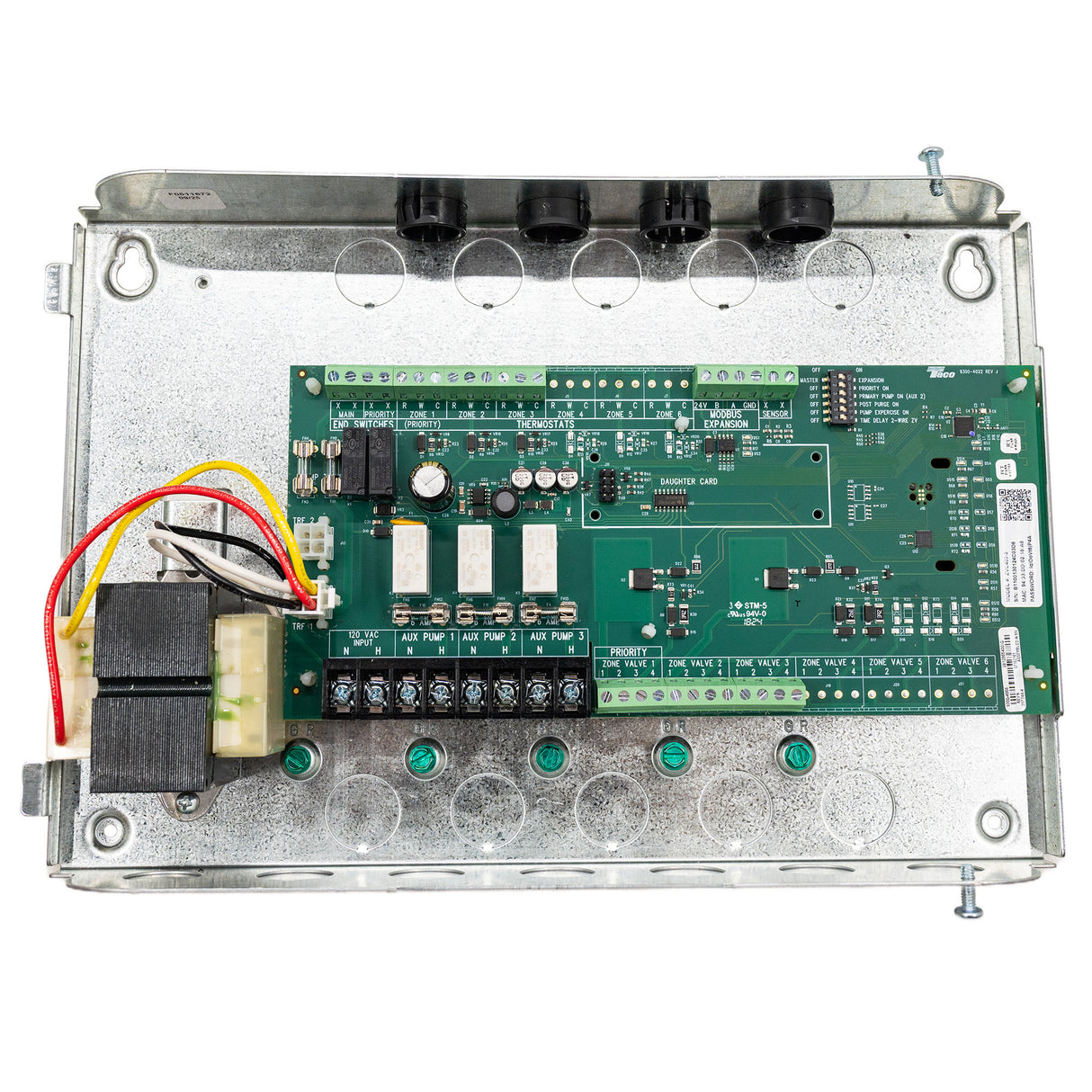 Taco ZVC403-5 3 zone valve control for hydronic radiant floor with 3 thermostats - electronic board