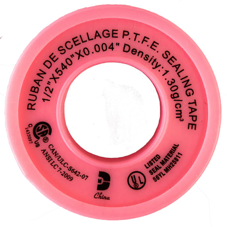 High-density PTFE teflon tape designed for hydronic radiant floor heating systems. Ensures leak-proof, heat-resistant seals for all threaded pipe connections.