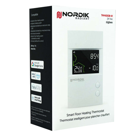 TH1420ZB-01 24V low voltage hydronic radiant floor thermostat -  box 3/4 front view box
