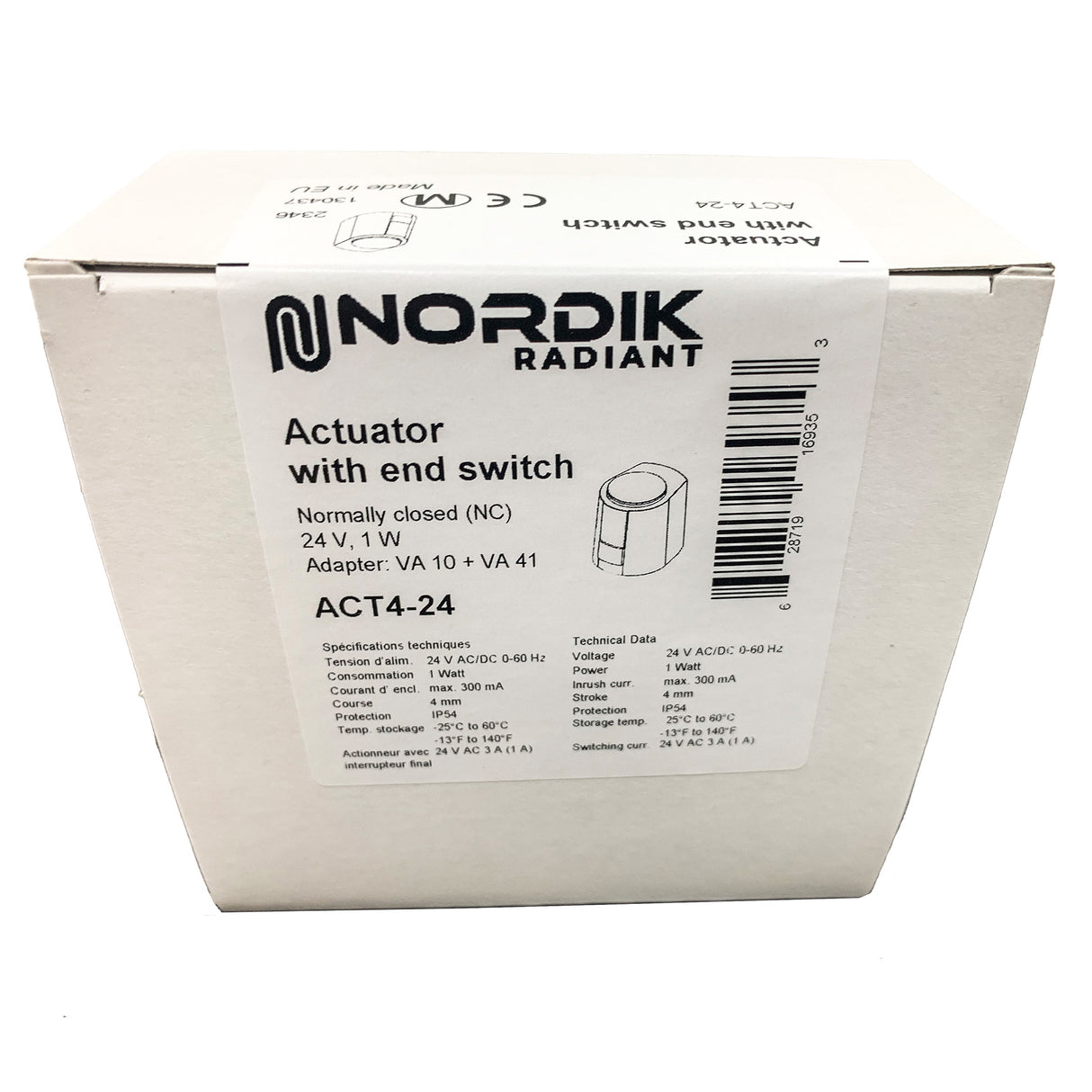 Nordik Radiant 4 wires actuator zone valve for water and glycol radiant floor manifold - box