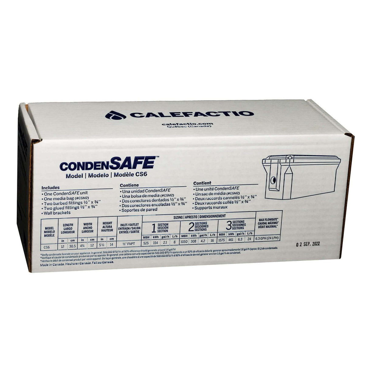 Calefactio CS6 Condensafe condensate neutralizer kit for LPG NPG gas boiler and water heater - box