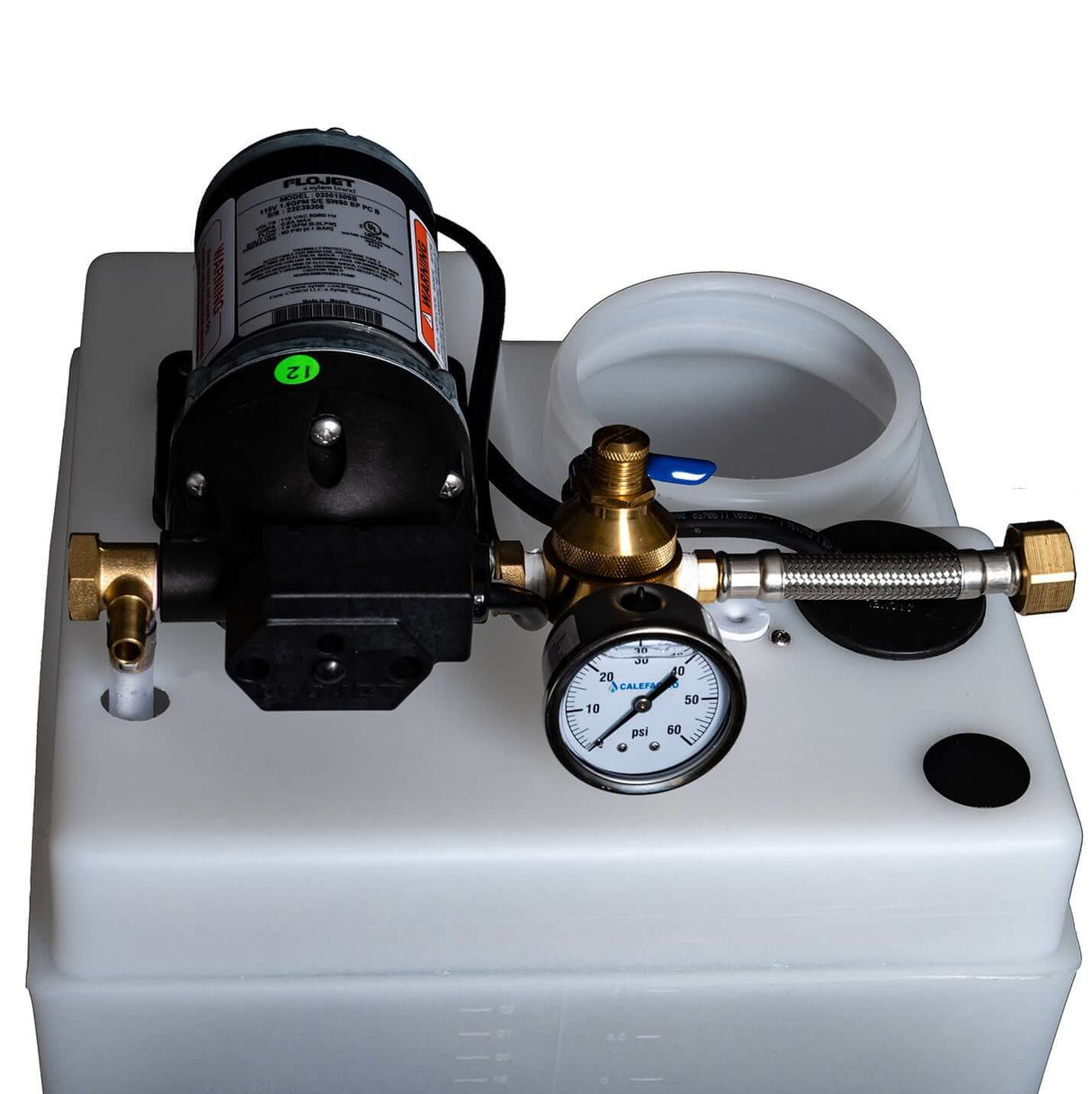 Calefactio GMP006 glycol make-up filling pump system for hydronic radiant floor heating system - top inside