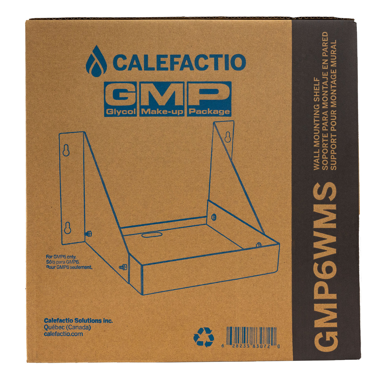 Wall mounting shelf for Calefactio GMP6 Glycol Make-Up Package hydronic system feeder box