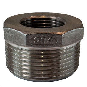 1-1/4" inch MNPT x 3/4" inch FNPT Stainless Steel bushing reducer - front