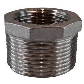 1-1/4" inch MNPT x 1" inch FNPT Stainless Steel reducer bushing - front