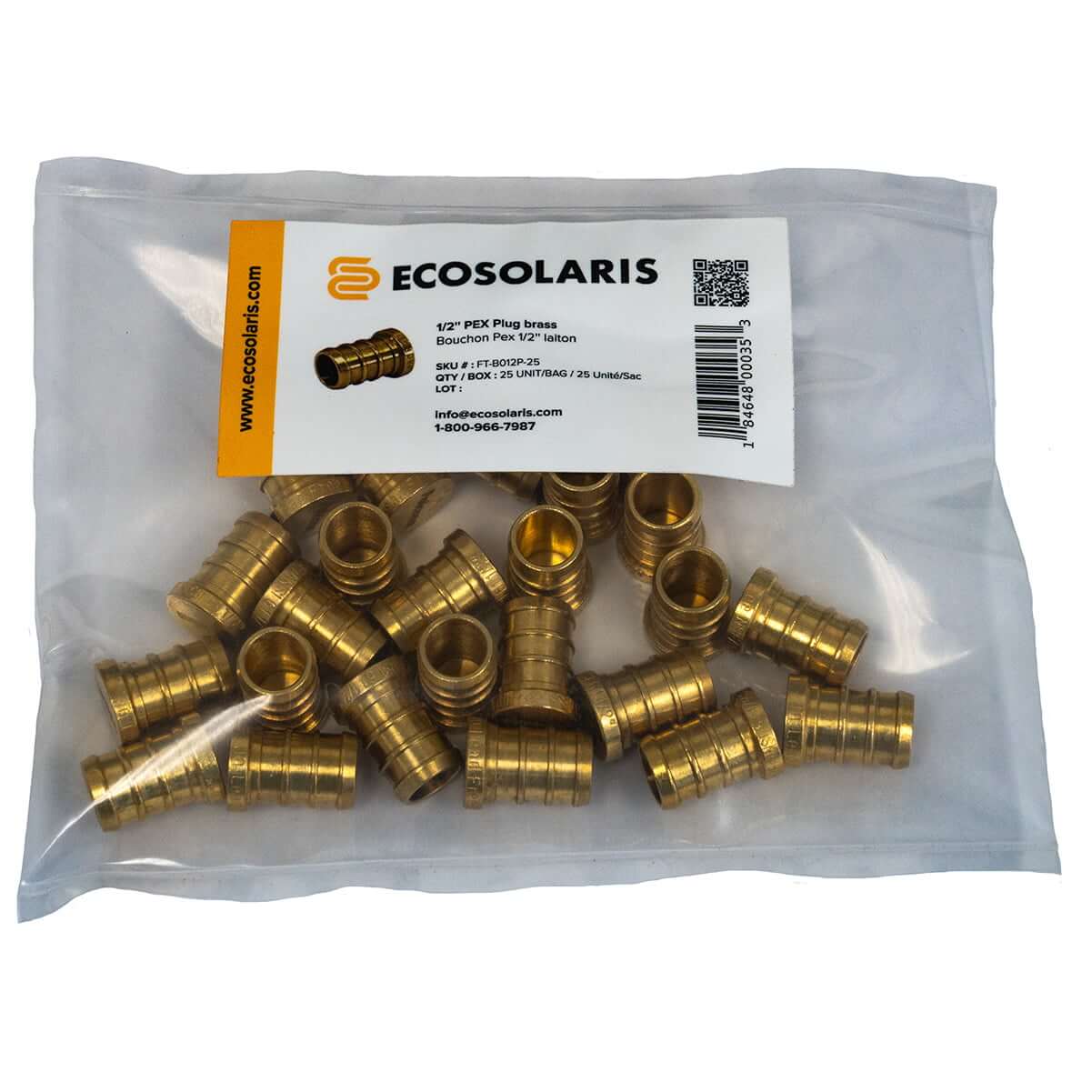 Nordik Radiant 1/2″ PEX Plug brass - bag of 25 units