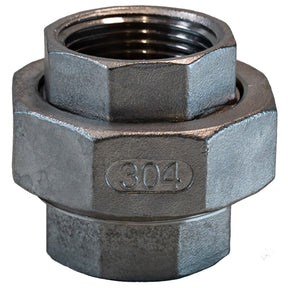 1" FNPT Stainless Steel 304 union front view