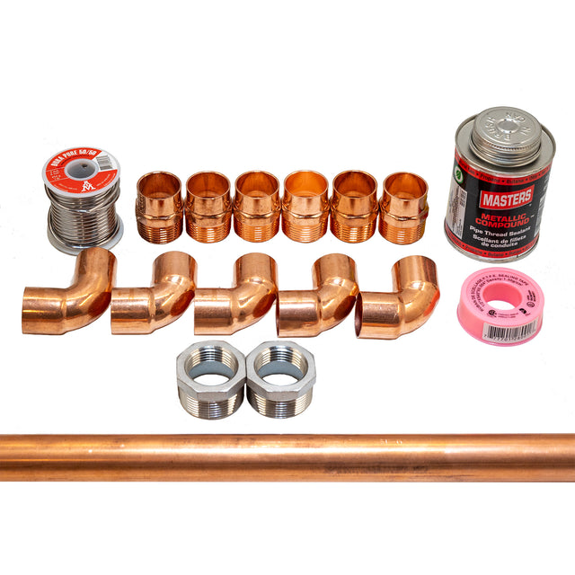 1 1/4'' sweat fittings kit for system with one pump