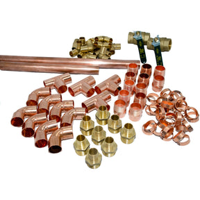 Fitting kits for water and glycol hydronic radiant floor system