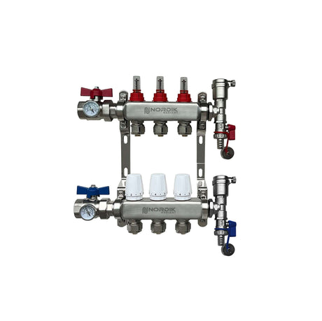 Nordik Radiant in-floor water and glycol hydronic radiant floor manifold - 3 loops