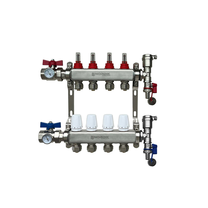 Nordik Radiant in-floor water and glycol hydronic radiant floor manifold - 4 loops