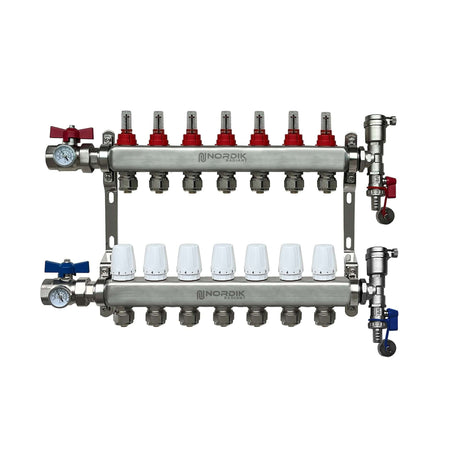 Nordik Radiant in-floor water and glycol hydronic radiant floor manifold - 7 loops