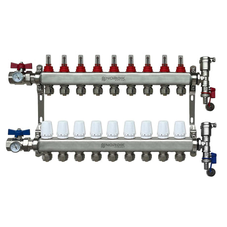 Nordik Radiant in-floor water and glycol hydronic radiant floor manifold - 9 loops
